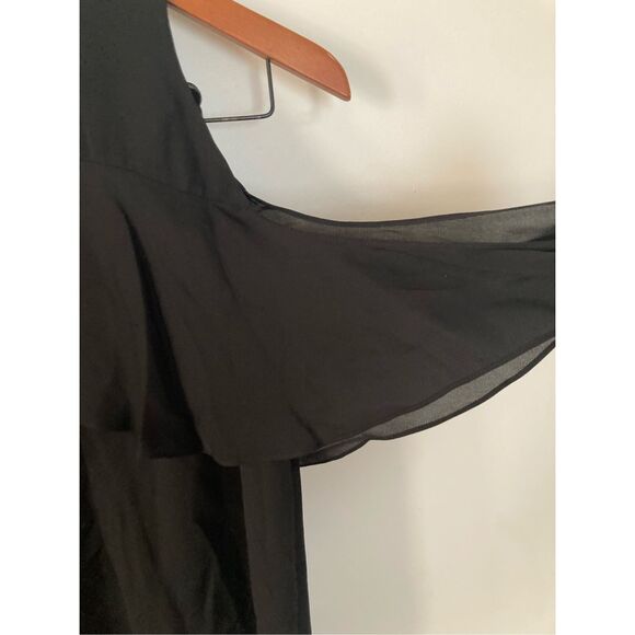 Ramy Brook silk cold‎ shoulder black blouse - Picture 4 of 7
